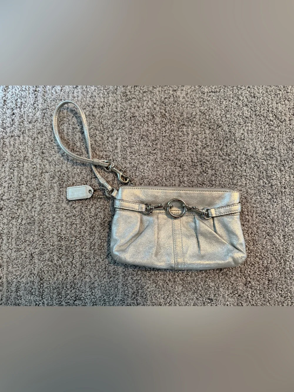 Silver Metallic Wristlet Clutch